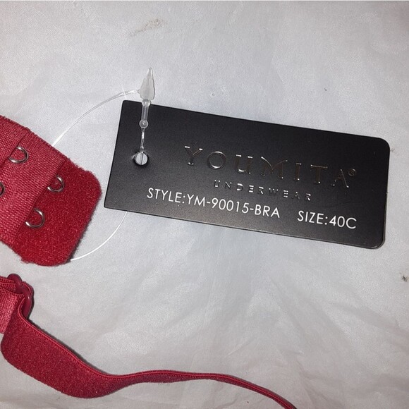 Youmita 40C Persian Red Unpadded Soft Lace Bra NWT - Picture 6 of 6